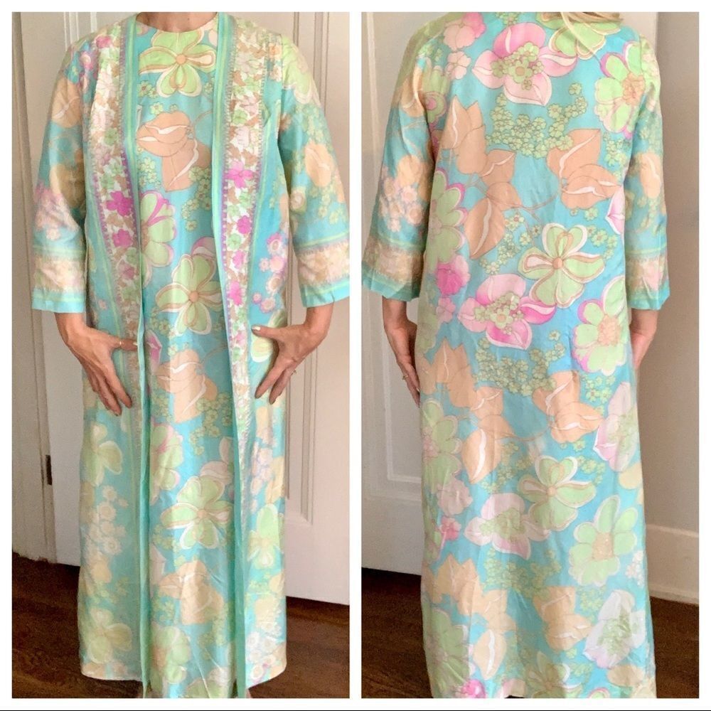 Vtg 60s Georgia‎ Keyloun flower power wrap dress